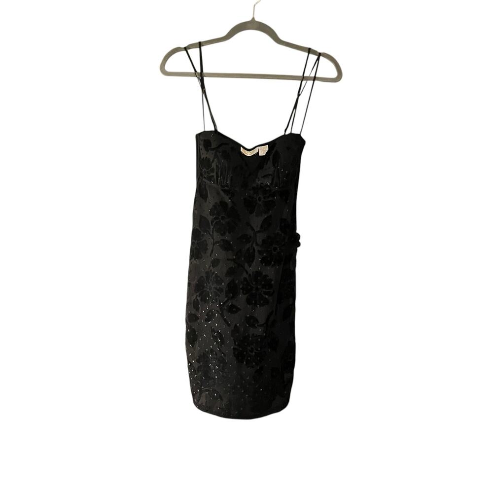 Victoria's Secret Black Nighty Vintage Size M Beaded Crushed Velvet Whimsy Goth